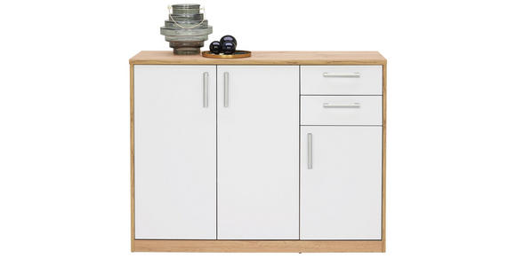 KOMMODE 106/84/36 cm - Eichefarben/Silberfarben, KONVENTIONELL, Holzwerkstoff (106/84/36cm) - Xora