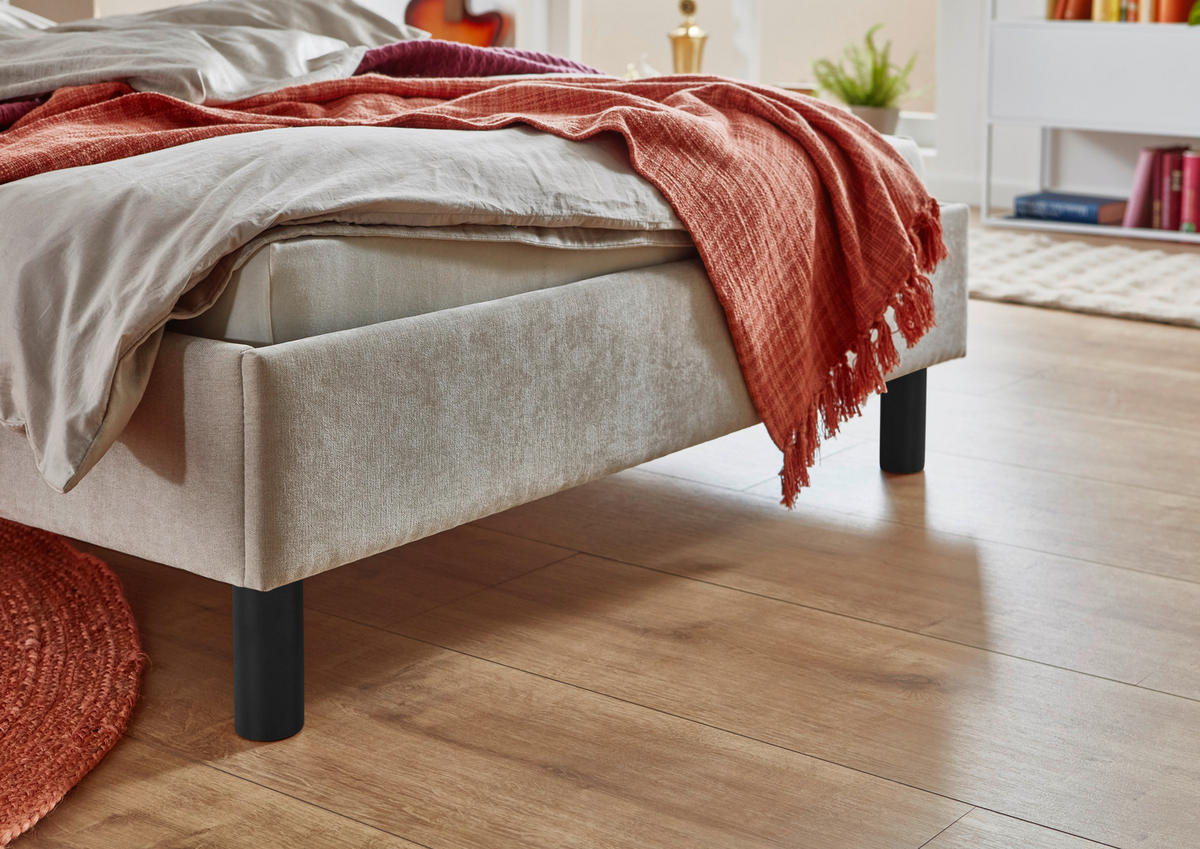 POLSTERBETT 140/200 cm  in Beige  - Beige/Schwarz, Basics, Holz/Textil (140/200cm) - Boxxx