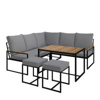 DINING-LOUNGESET   - Schwarz/Akaziefarben, Design, Holz/Textil (205/205cm) - Ambia Garden