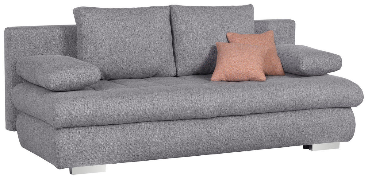 ZOFA S POSTELJNO FUNKCIJO,  siva tekstil  - barve kroma/siva, Design, umetna masa/tekstil (205/88/96cm) - Ti'me