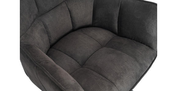 ARMLEHNSTUHL  Sitzfläche 360° drehbar, inklusive Armlehnen, automatische Rückholfunktion Mikrofaser  - Anthrazit/Schwarz, Design, Textil/Metall (65/85/63cm) - Novel