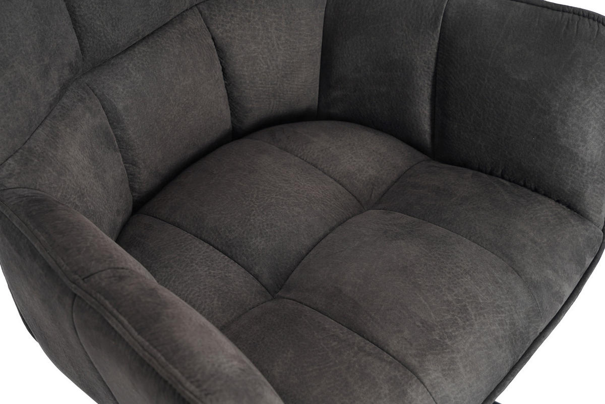 ARMLEHNSTUHL  Sitzfläche 360° drehbar, inklusive Armlehnen, automatische Rückholfunktion Mikrofaser  - Anthrazit/Schwarz, Design, Textil/Metall (65/85/63cm) - Novel