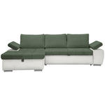 ECKSOFA  in Flachgewebe Weiß, Olivgrün  175/271 cm  - Weiß/Olivgrün, Design, Kunststoff/Textil (175/271cm) - Xora