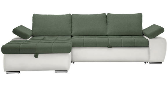 ECKSOFA  in Flachgewebe Weiß, Olivgrün  175/271 cm  - Weiß/Olivgrün, Design, Kunststoff/Textil (175/271cm) - Xora