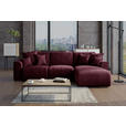 ECKSOFA in Samt Bordeaux  293/195 cm  - Chromfarben/Bordeaux, KONVENTIONELL, Kunststoff/Textil (293/195cm) - Carryhome