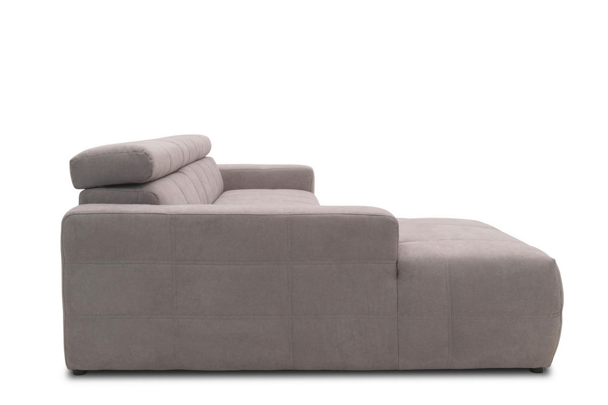 ECKSOFA Silberfarben Mikrofaser  - Silberfarben/Schwarz, Design, Kunststoff/Textil (175/285cm) - MID.YOU