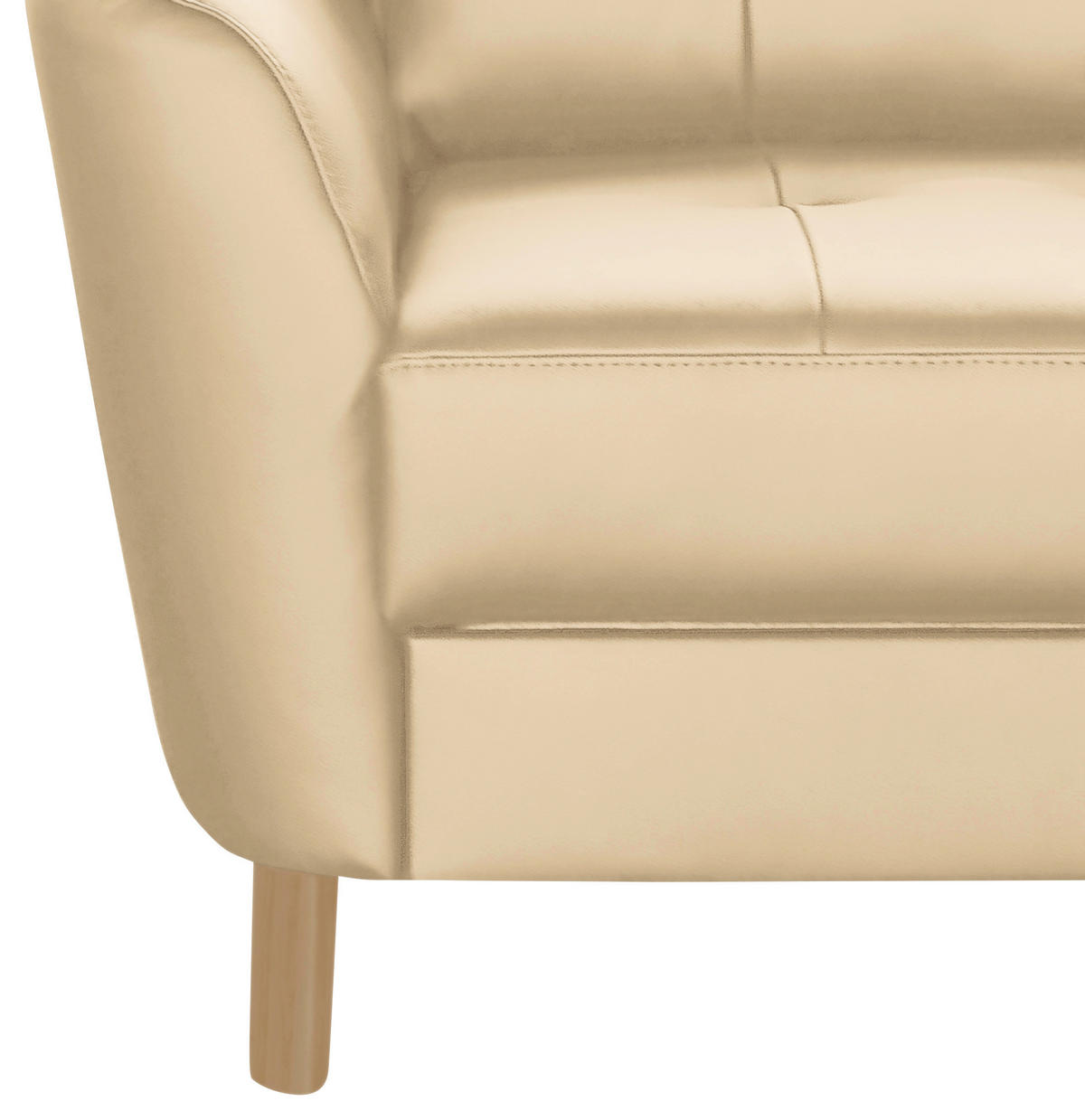 ECKSOFA in Lederlook Echtleder Beige  - Beige/Buchefarben, Design, Leder/Holz (236/190cm) - Livetastic