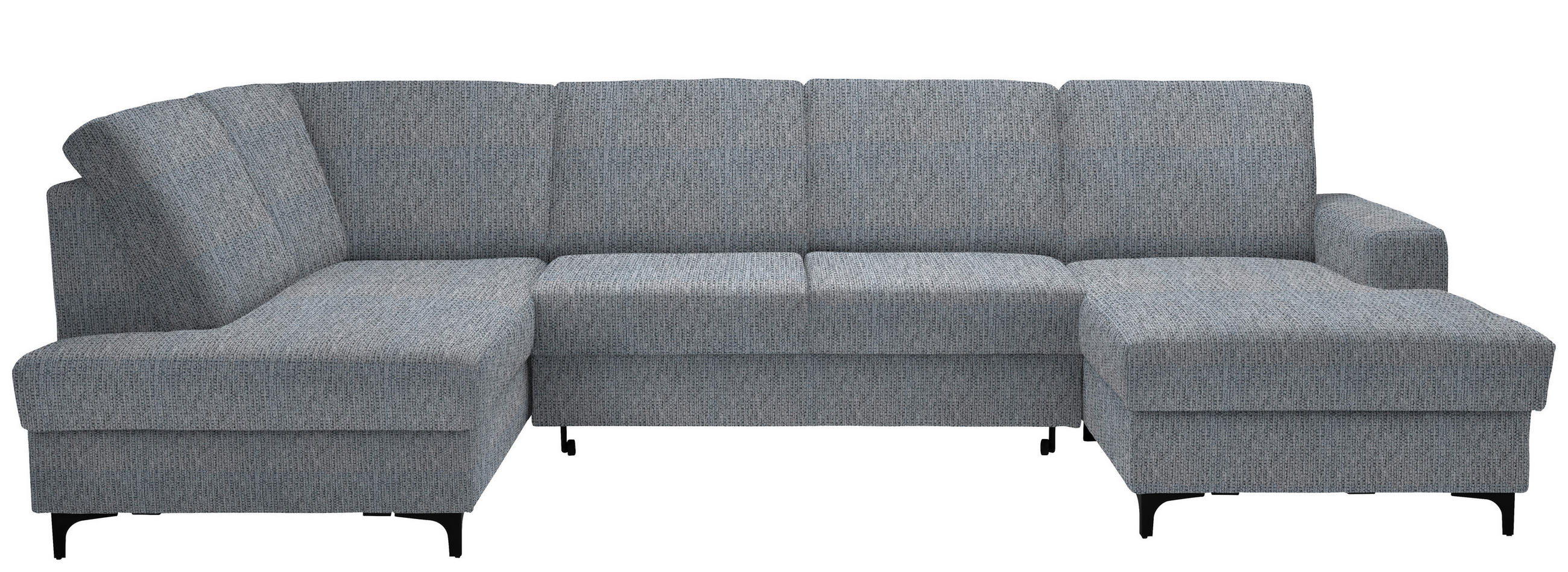 WOHNLANDSCHAFT Webstoff Hellgrau  - Hellgrau/Schwarz, Konventionell, Textil/Metall (185/317/167cm) - Stylife