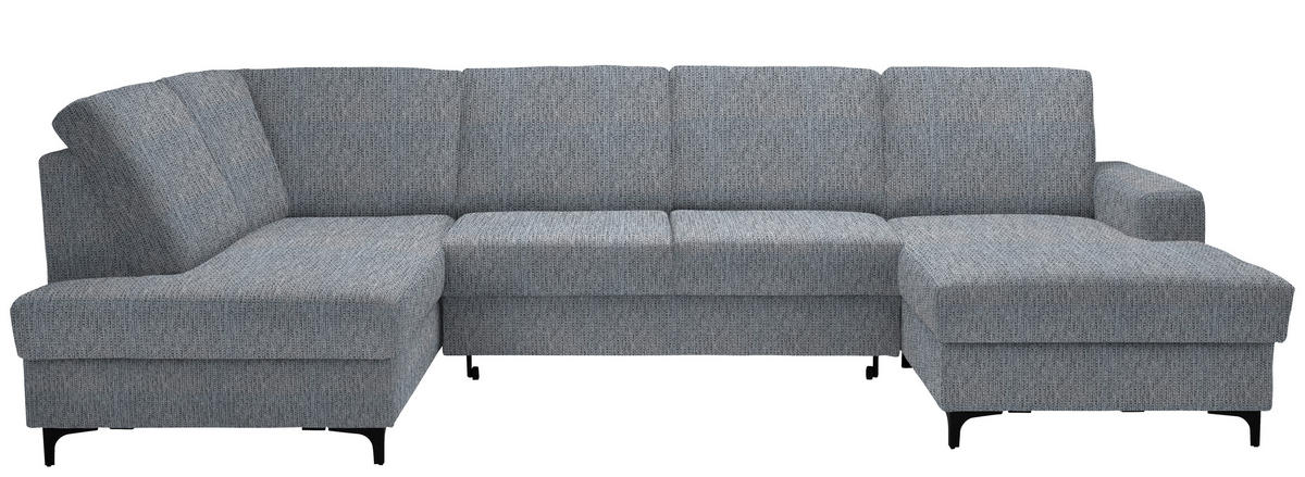 WOHNLANDSCHAFT Webstoff Hellgrau  - Hellgrau/Schwarz, Konventionell, Textil/Metall (185/317/167cm) - Stylife