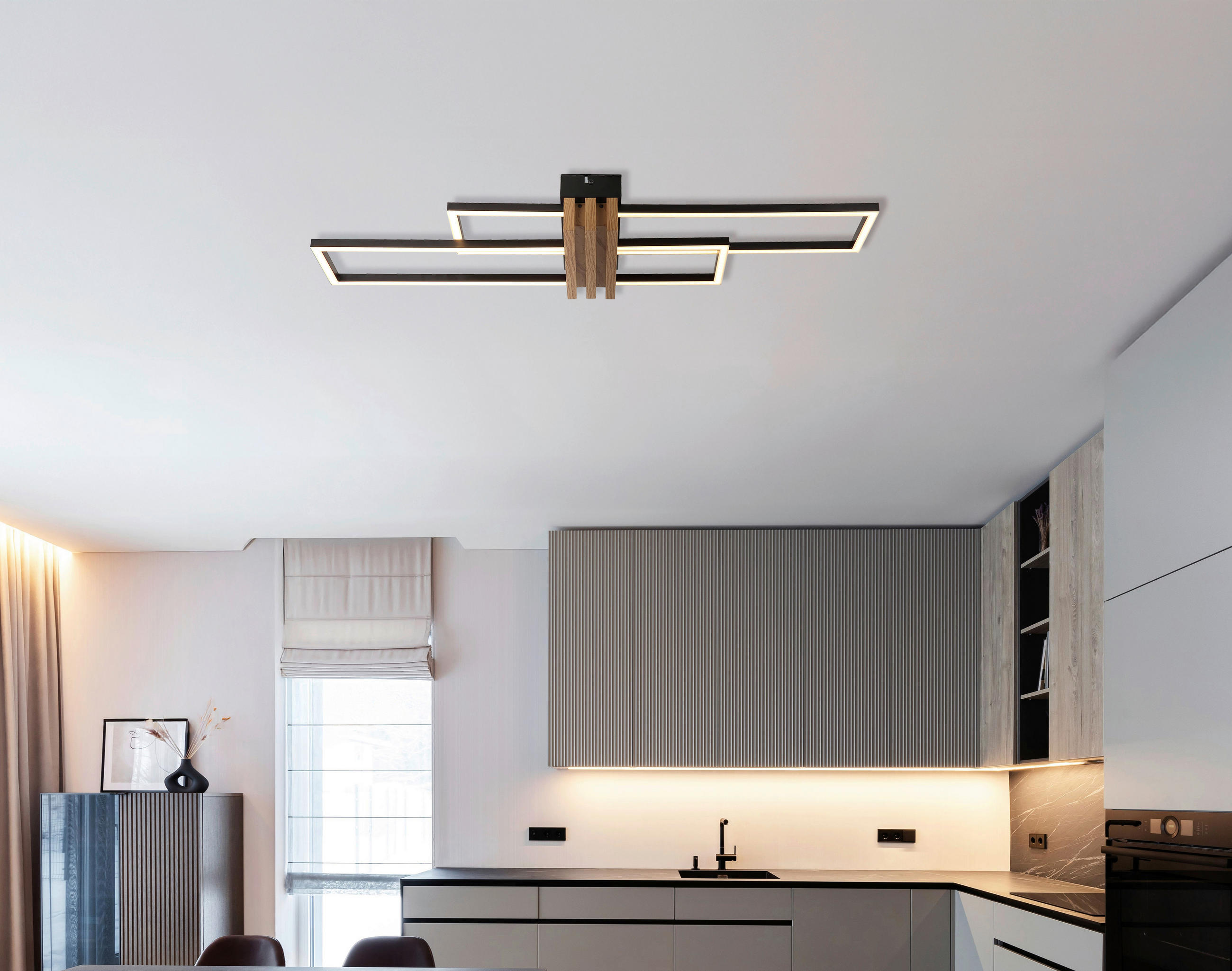 LED-DECKENLEUCHTE 80/23/8,6 cm   - Dunkelbraun/Opal, Design, Kunststoff/Metall (80/23/8,6cm)