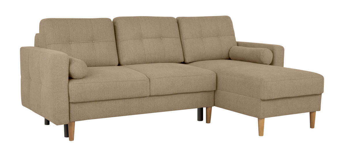 ECKSOFA Noret Hellbraun  - Hellbraun/Buchefarben, Design, Holz/Textil (223/157cm) - MID.YOU
