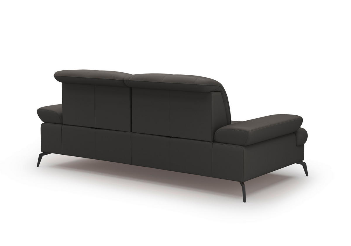 3-SITZER-SOFA in Echtleder Anthrazit  - Anthrazit/Schwarz, Konventionell, Leder/Metall (212/90/122cm) - Sit & More