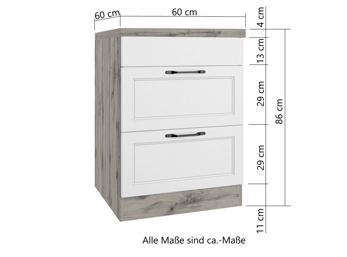 KOCHFELDUMBAUSCHRANK 60/86/60 cm  in Weiß, Eiche Wotan  - Eiche Wotan/Schwarz, LIFESTYLE, Holzwerkstoff/Metall (60/86/60cm) - Held