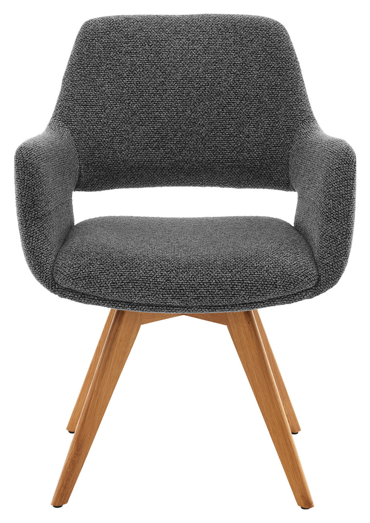 ARMLEHNSTUHL  Sitzfläche 180° drehbar, automatische Rückholfunktion Bouclé  - Graphitfarben, Design, Holz/Textil (62/83/62cm) - Musterring