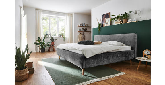 POLSTERBETT 160/200 cm  in Anthrazit  - Eichefarben/Anthrazit, Design, Holz/Textil (160/200cm) - Xora