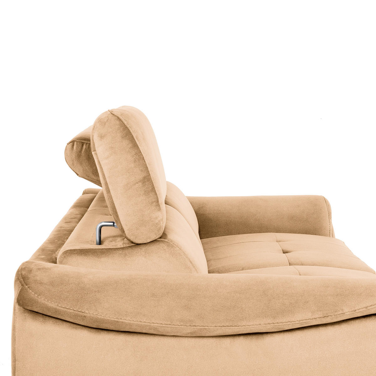 SCHLAFSOFA Samt Beige Rücken echt, Liegefunktion  - Beige/Schwarz, Design, Textil/Metall (203/77-98/103cm) - MID.YOU