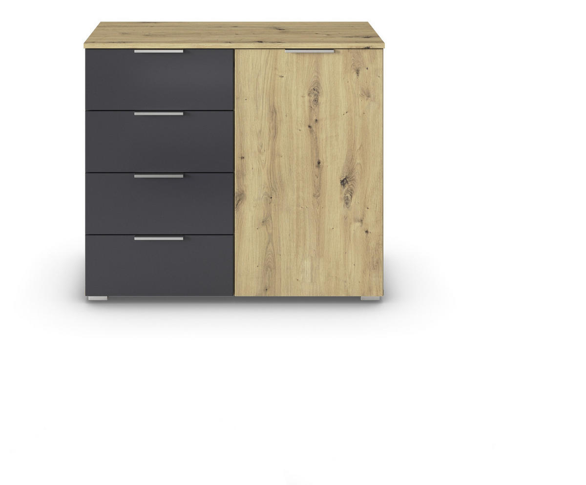 KOMMODE 93/81/42 cm  in Dunkelgrau, Eiche Artisan  - Dunkelgrau/Silberfarben, Modern, Holzwerkstoff/Metall (93/81/42cm) - Boxxx