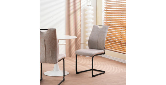 STUHL-SET 4 Stück  in Mikrofaser  - Schwarz/Braun, Design, Textil/Metall (43/97/57cm) - Xora