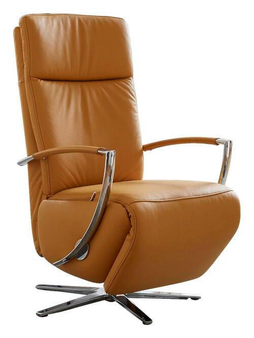 RELAXSESSEL in Leder Currygelb  - Currygelb/Chromfarben, Design, Leder/Metall (70/113/80cm) - Cantus