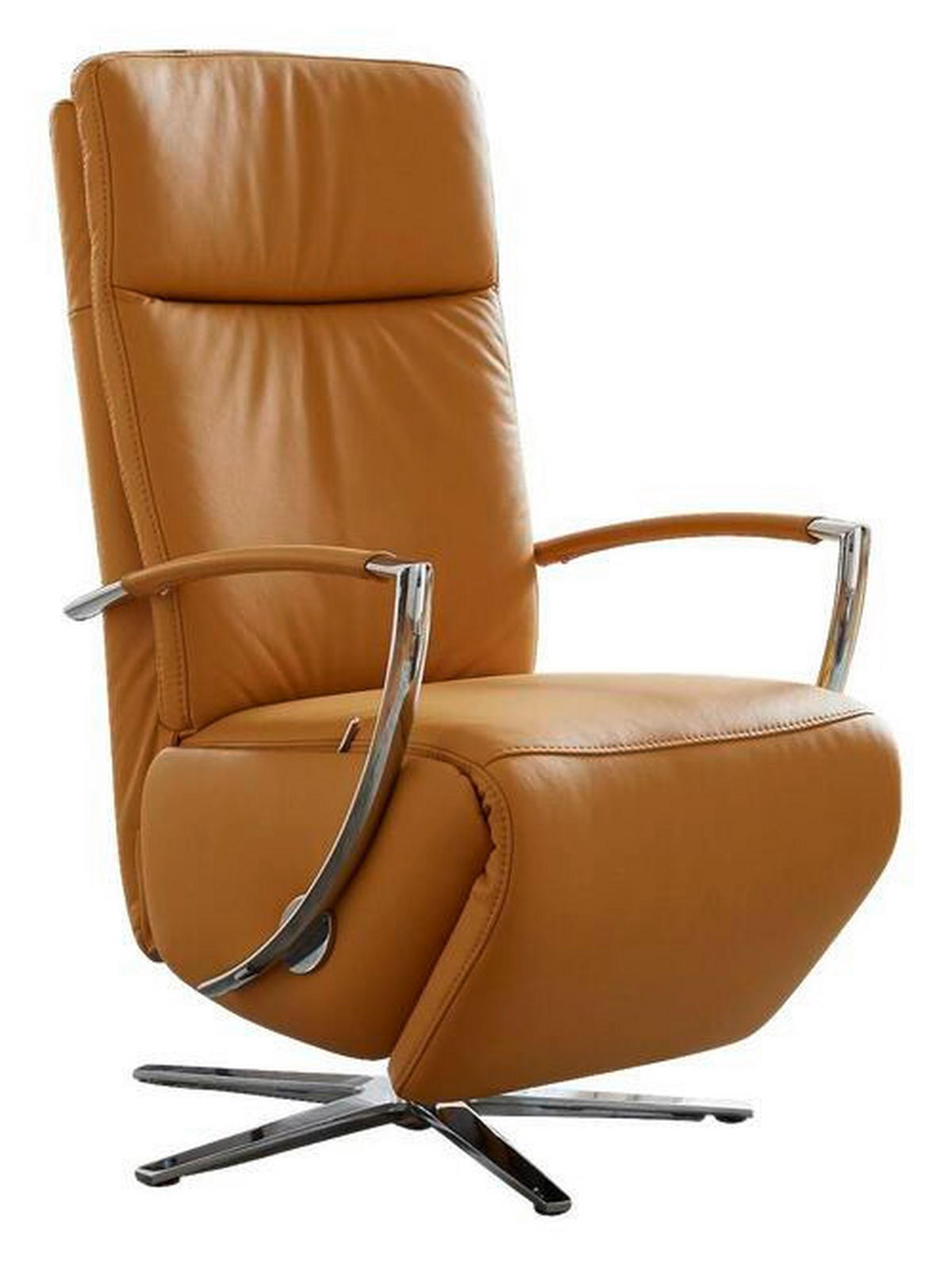 RELAXSESSEL in Leder Currygelb  - Currygelb/Chromfarben, Design, Leder/Metall (70/113/80cm) - Cantus