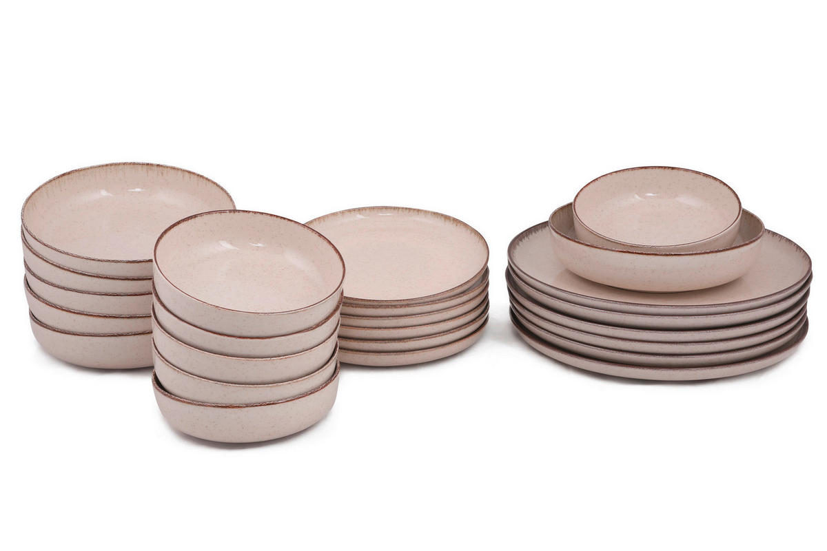 KOMBISERVICE Creme 24-teilig 6 Personen  - Creme, Basics, Keramik - P & B