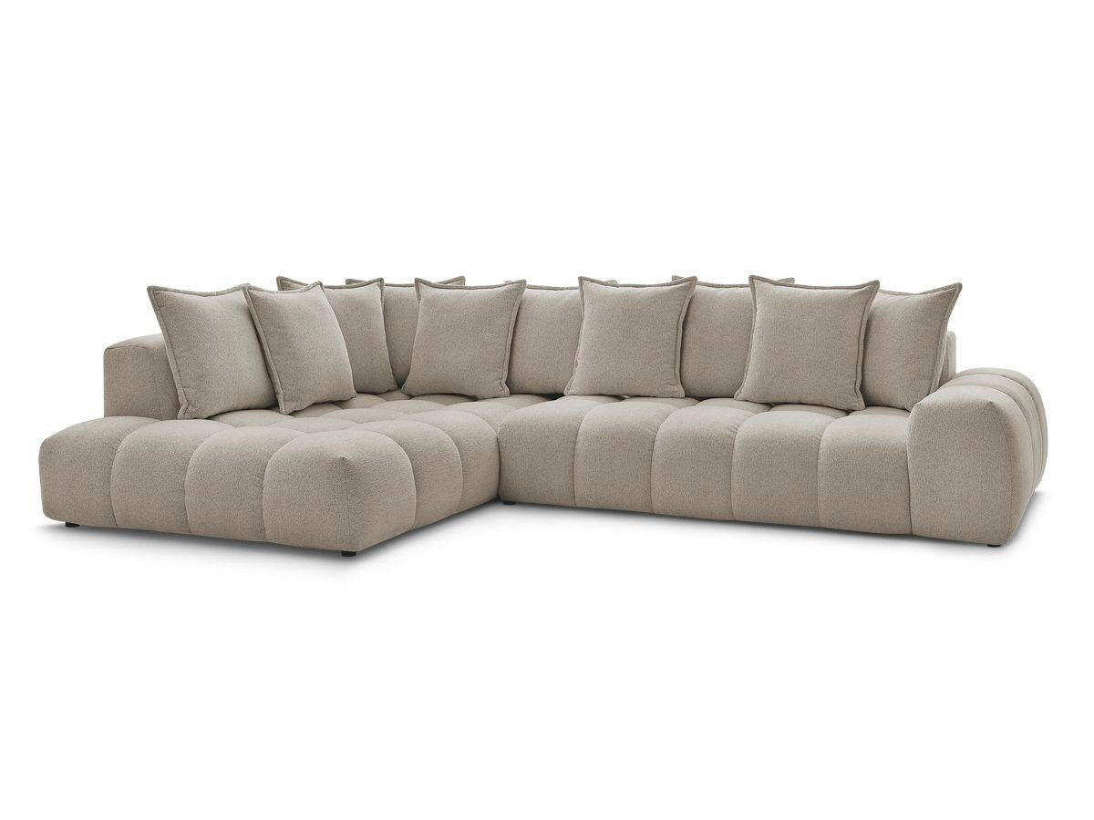 ECKSOFA Ottomane links  EVEREST Taupe Flachgewebe  - Taupe/Schwarz, MODERN, Kunststoff/Textil (210/352cm)