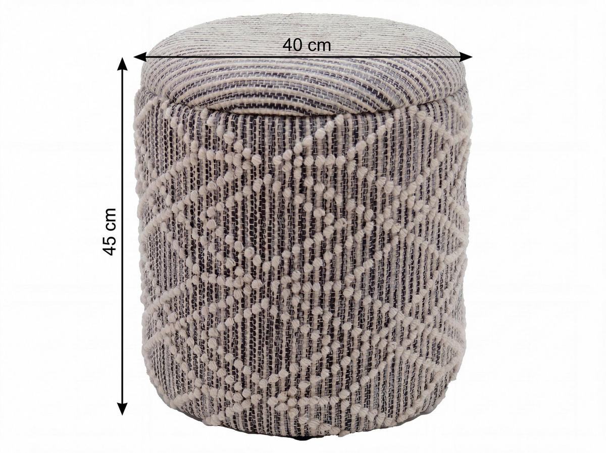 HOCKER Textil Grau  - Grau, Design, Textil (40/45/40cm) - Livetastic