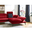 ECKSOFA in Echtleder Rot  308/195 cm  - Rot/Schwarz, Design, Leder/Metall (308/195cm) - Dieter Knoll