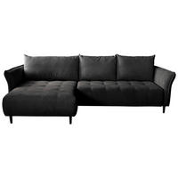 ECKSOFA MONTE CARLO Schwarz Struktur, Plüsch  - Schwarz, Trend, Textil (160/290cm) - MID.YOU