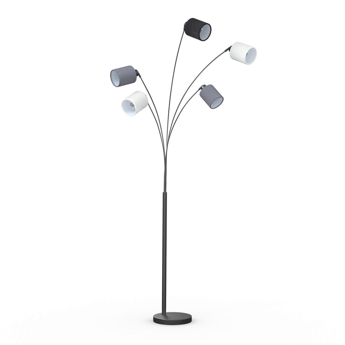 STOJACÍ LAMPA, 90/200 cm  - šedá/černá, Design, kov/textil (90/200cm) - Novel
