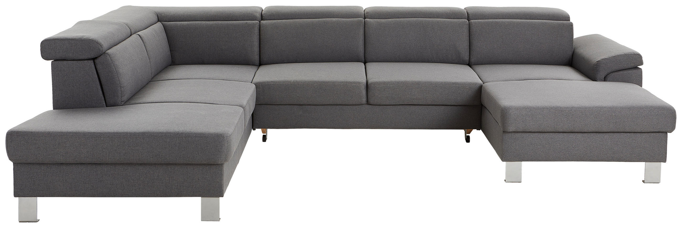 WOHNLANDSCHAFT in Webstoff Dunkelgrau  - Dunkelgrau/Silberfarben, Design, Textil/Metall (226/320/168cm) - Xora