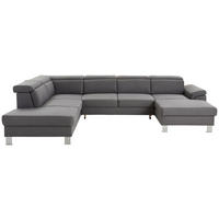 WOHNLANDSCHAFT inkl.Funktionen Grau Webstoff  - Silberfarben/Grau, Design, Textil/Metall (226/320/168cm) - Xora
