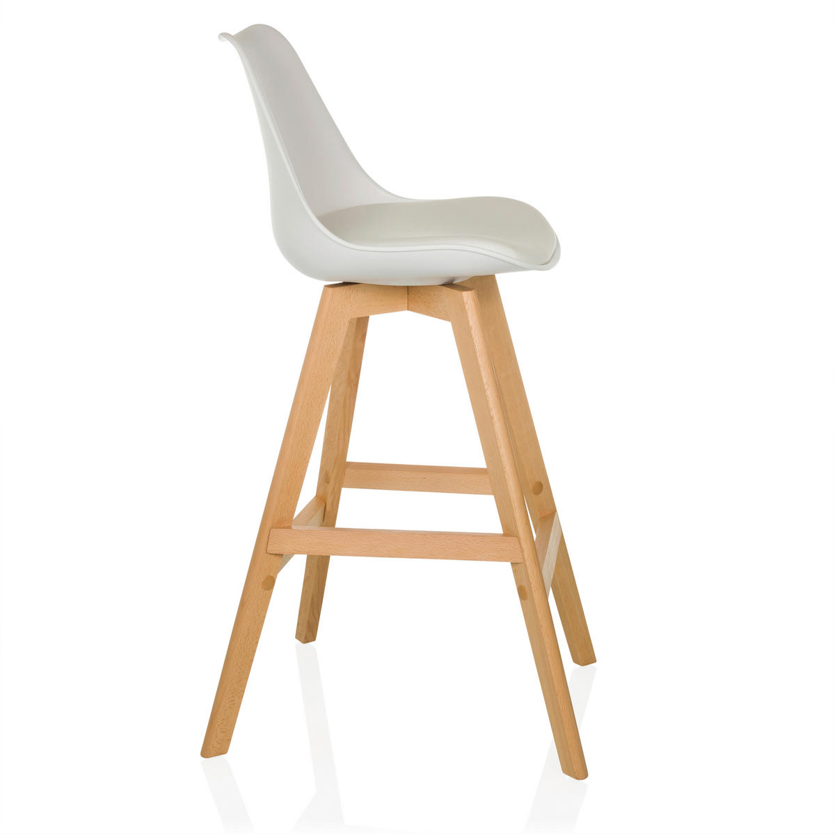 BARHOCKER-SET Weiß abwischbar  - Buchefarben/Weiß, MODERN, Holz/Kunststoff (51/99/51cm) - MID.YOU