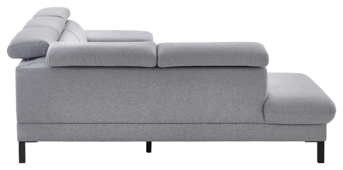 ECKSOFA in Flachgewebe Hellgrau  - Hellgrau/Schwarz, Design, Holzwerkstoff/Textil (217/272cm) - Pure Home Comfort