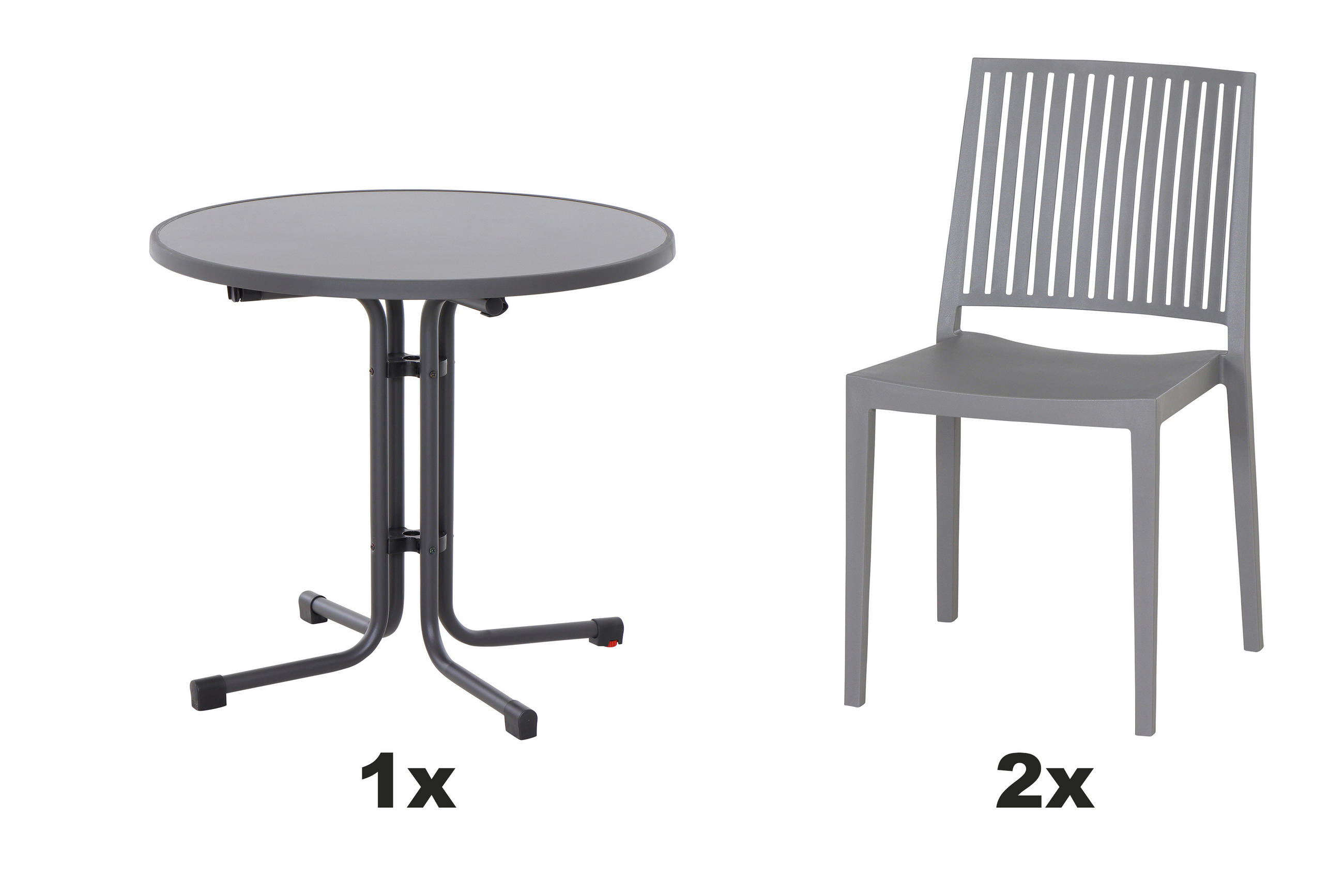 GARTENGARNITUR 3-teilig Stahl  - Grau, Basics, Kunststoff/Metall (80/80/80cm) - Siena Garden