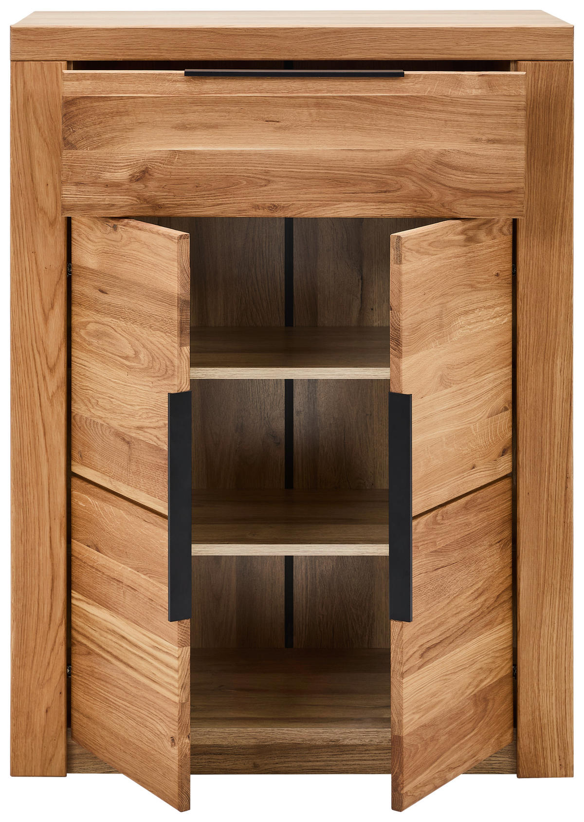 SCHUHSCHRANK Eiche teilmassiv Eichefarben  - Eichefarben/Schwarz, KONVENTIONELL, Holz/Holzwerkstoff (80/107/40cm) - Carryhome