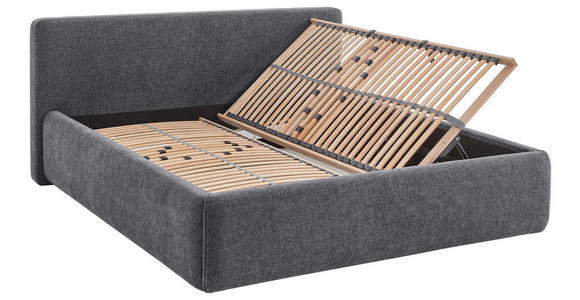 POLSTERBETT 160/200 cm,  in Grau, Bettkasten, Lattenroste,  - Birkefarben/Buchefarben, Design, Holz/Textil (160/200cm) - Xora