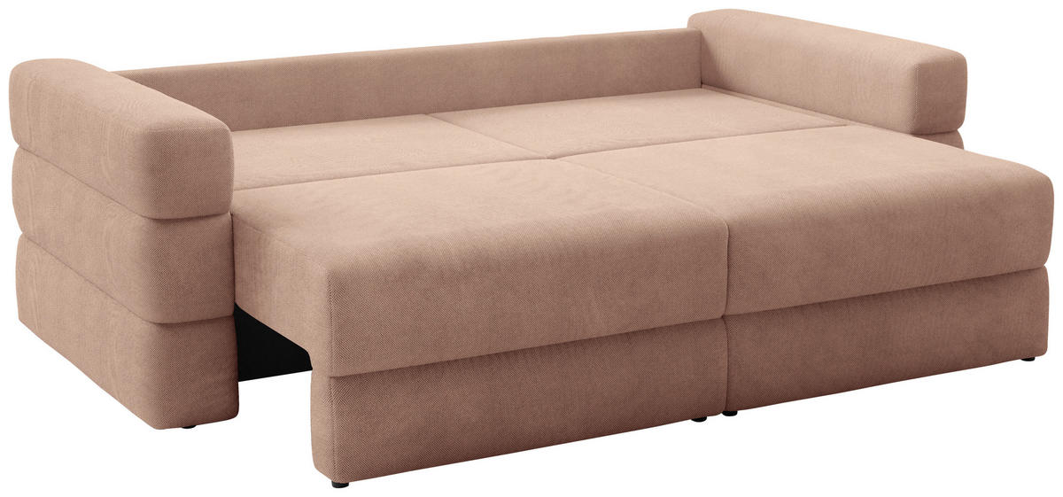 SCHLAFSOFA TERAZZO in Webstoff Rosa  - Schwarz/Rosa, Design, Kunststoff/Textil (254/93/167cm) - Livetastic