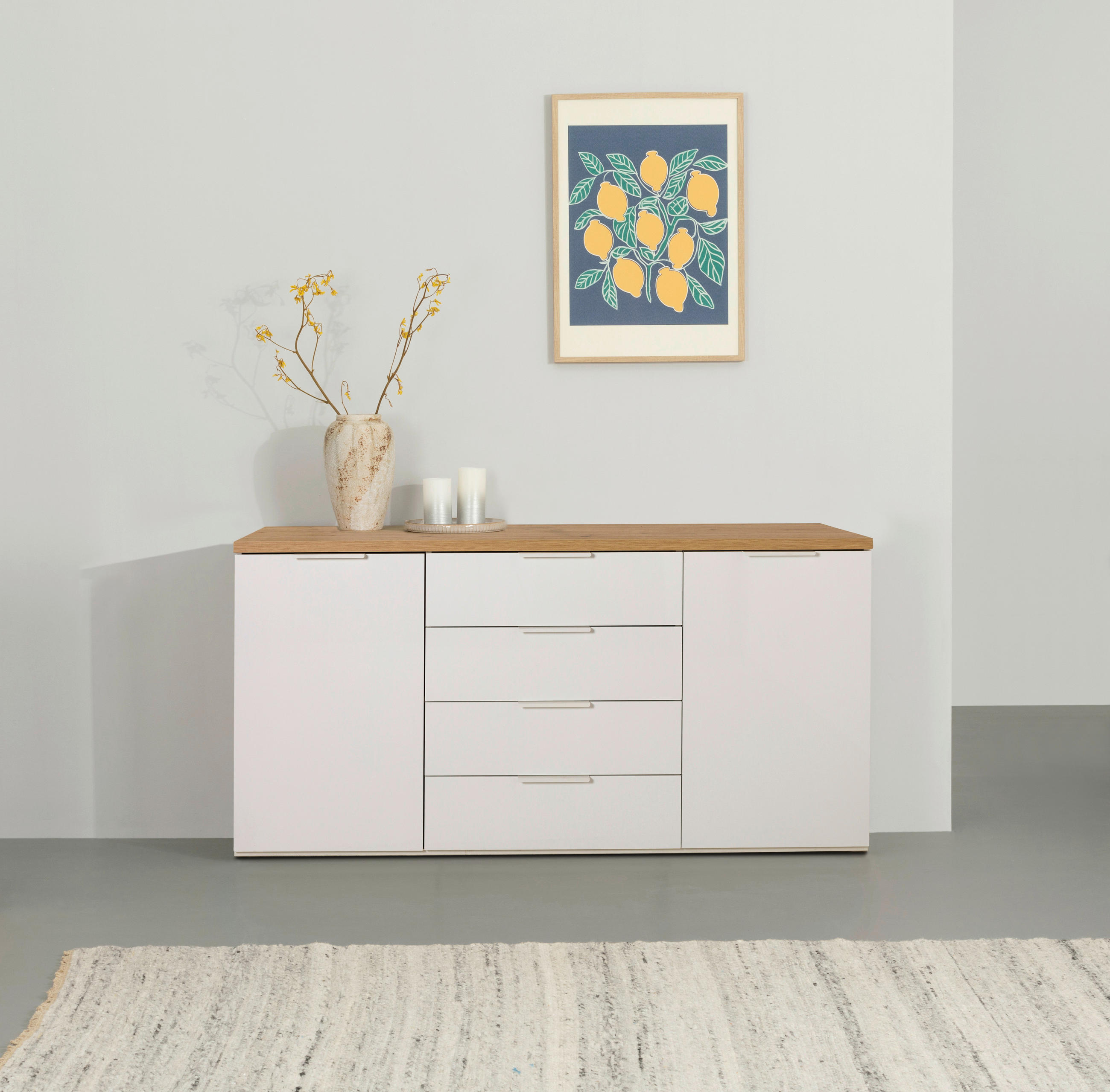 SIDEBOARD  in 170/82/44 cm  - Weiß Hochglanz/Schwarz, Basics, Holzwerkstoff/Kunststoff (170/82/44cm) - Carryhome