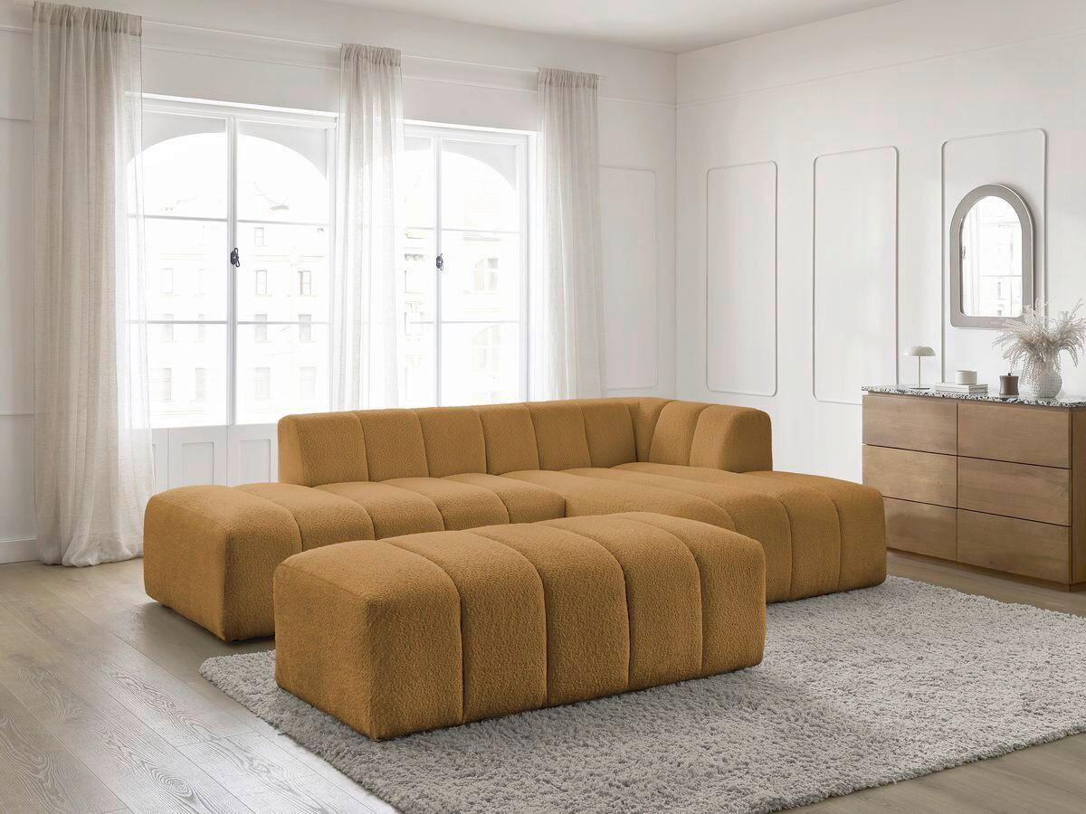 ECKSOFA  ANNECY Gelb Bouclé  - Gelb/Schwarz, MODERN, Kunststoff/Textil (262/170cm)