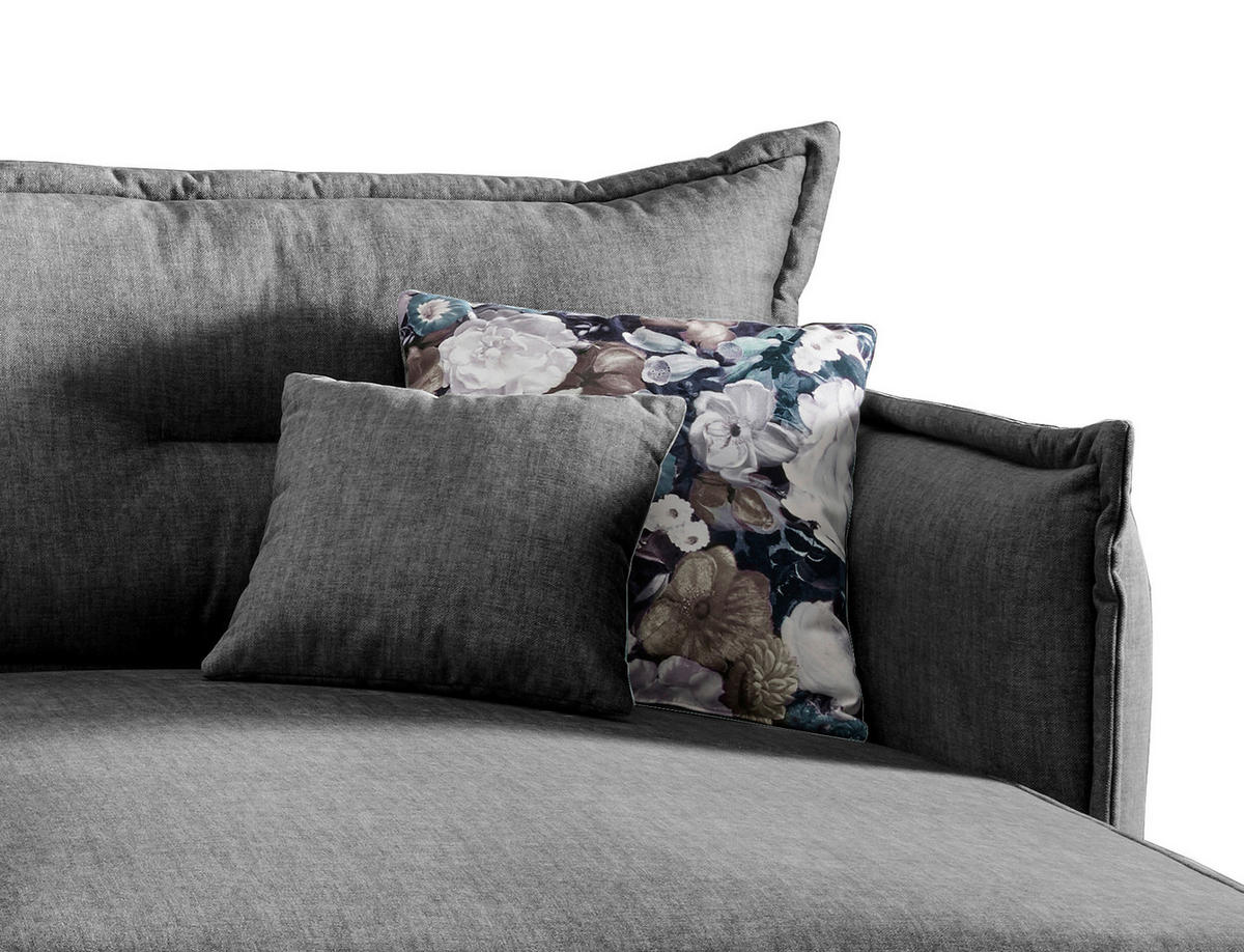 CANAPÉ D'ANGLE tissu velouté gris  - gris/noir, Modern, textile/métal (255/180cm) - Livetastic