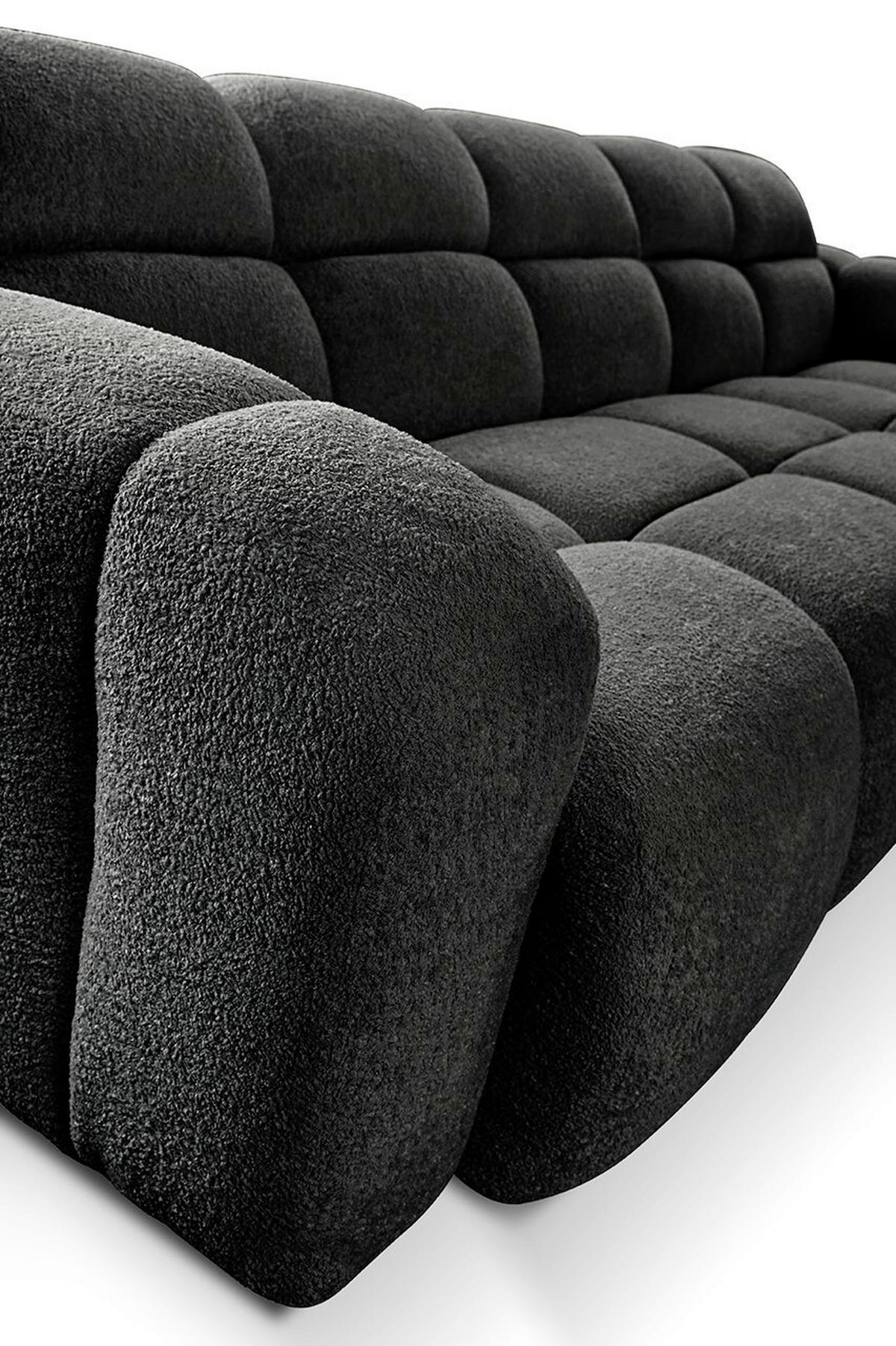 ECKSOFA VENTO in Struktur Dunkelgrau  255/175 cm  - Dunkelgrau/Schwarz, Design, Holz/Holzwerkstoff (255/175cm) - MID.YOU