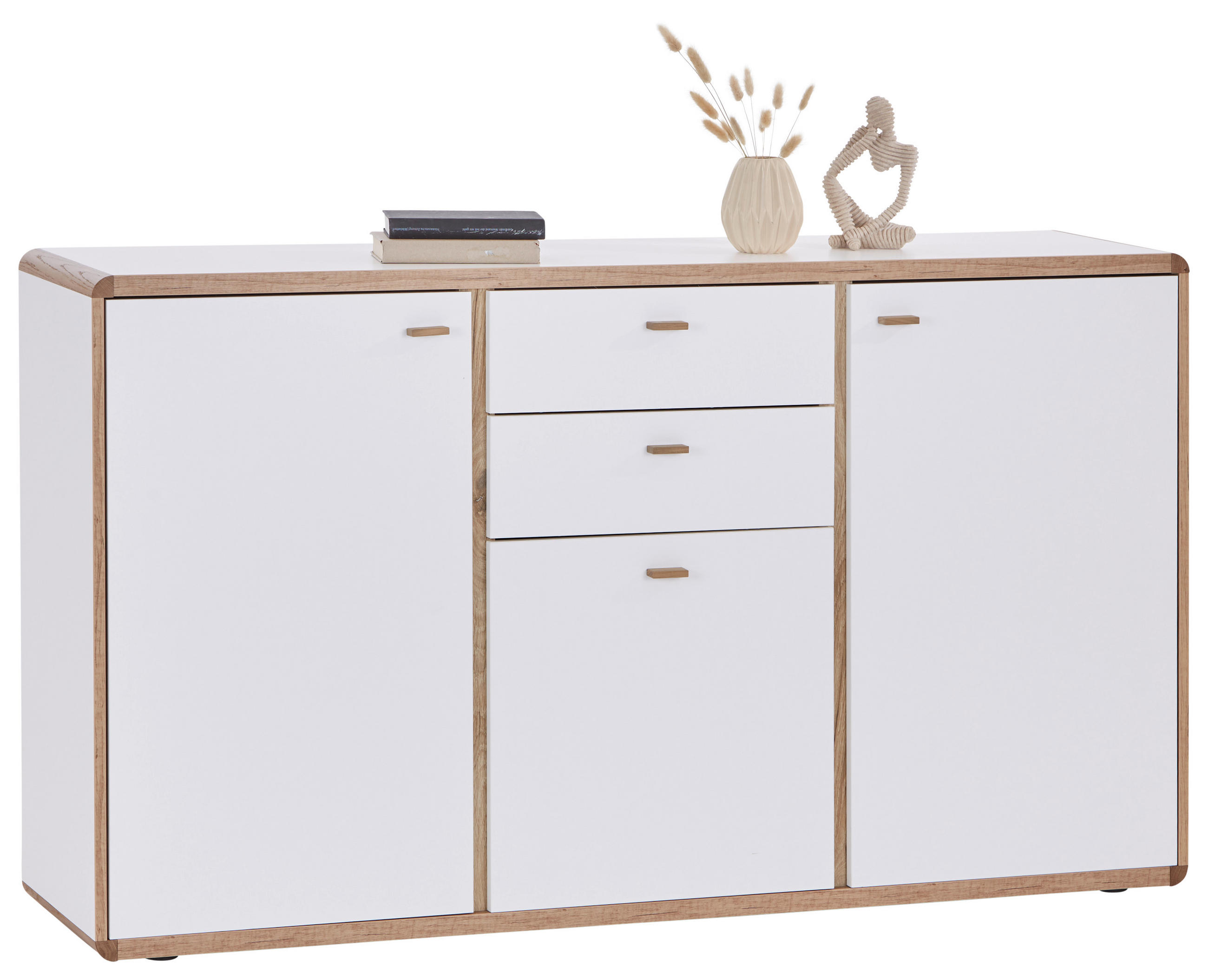 Kommode B: 158 Cm Ronda Weiß/eiche Dekor