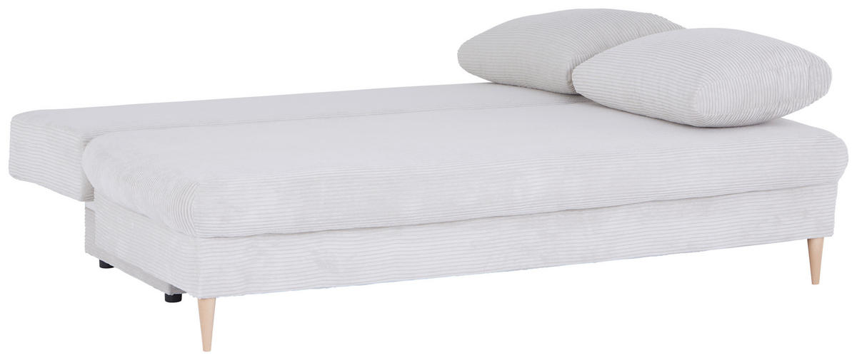 Canapea Extensibilă, lemn, plastic, textil, bej - bej/culoare natur, Modern, plastic/lemn (200/95/95cm) - Carryhome