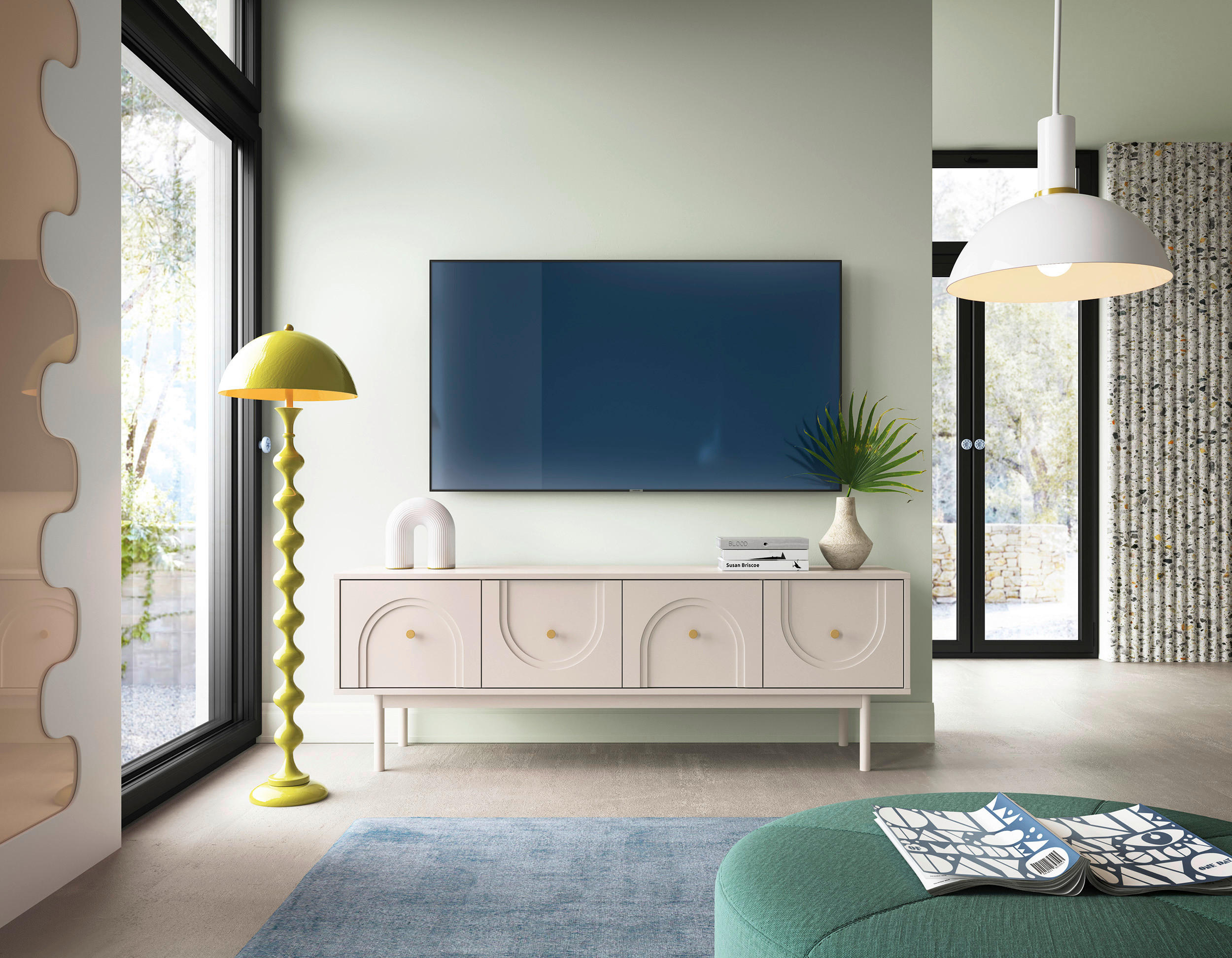 LOWBOARD Vilama  in 154/53,5/39 cm  - Kaschmir/Goldfarben, Design, Holzwerkstoff/Metall (154/53,5/39cm) - Xora