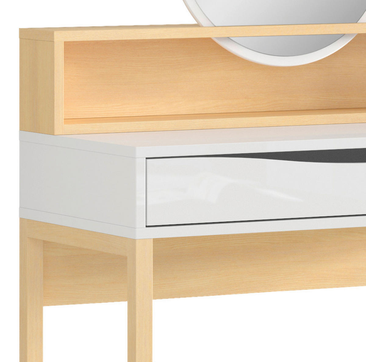 SCHMINKTISCH Weiß, Kieferfarben, Weiß Hochglanz  - Weiß Hochglanz/Weiß, KONVENTIONELL, Holzwerkstoff (85/127,5/40cm) - MID.YOU