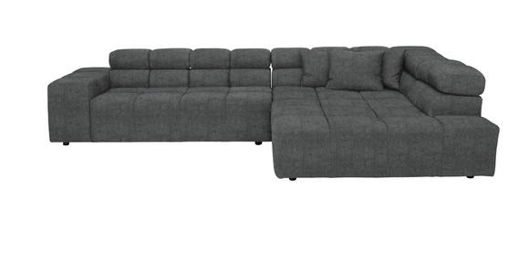 ECKSOFA Grau Velours  - Schwarz/Grau, Design, Kunststoff/Textil (317/213cm) - Hom`in