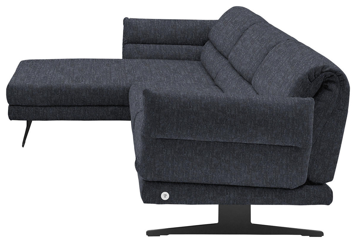 ECKSOFA in Flachgewebe Grau  - Schwarz/Grau, Design, Textil/Metall (176-217/279-327cm) - Dieter Knoll