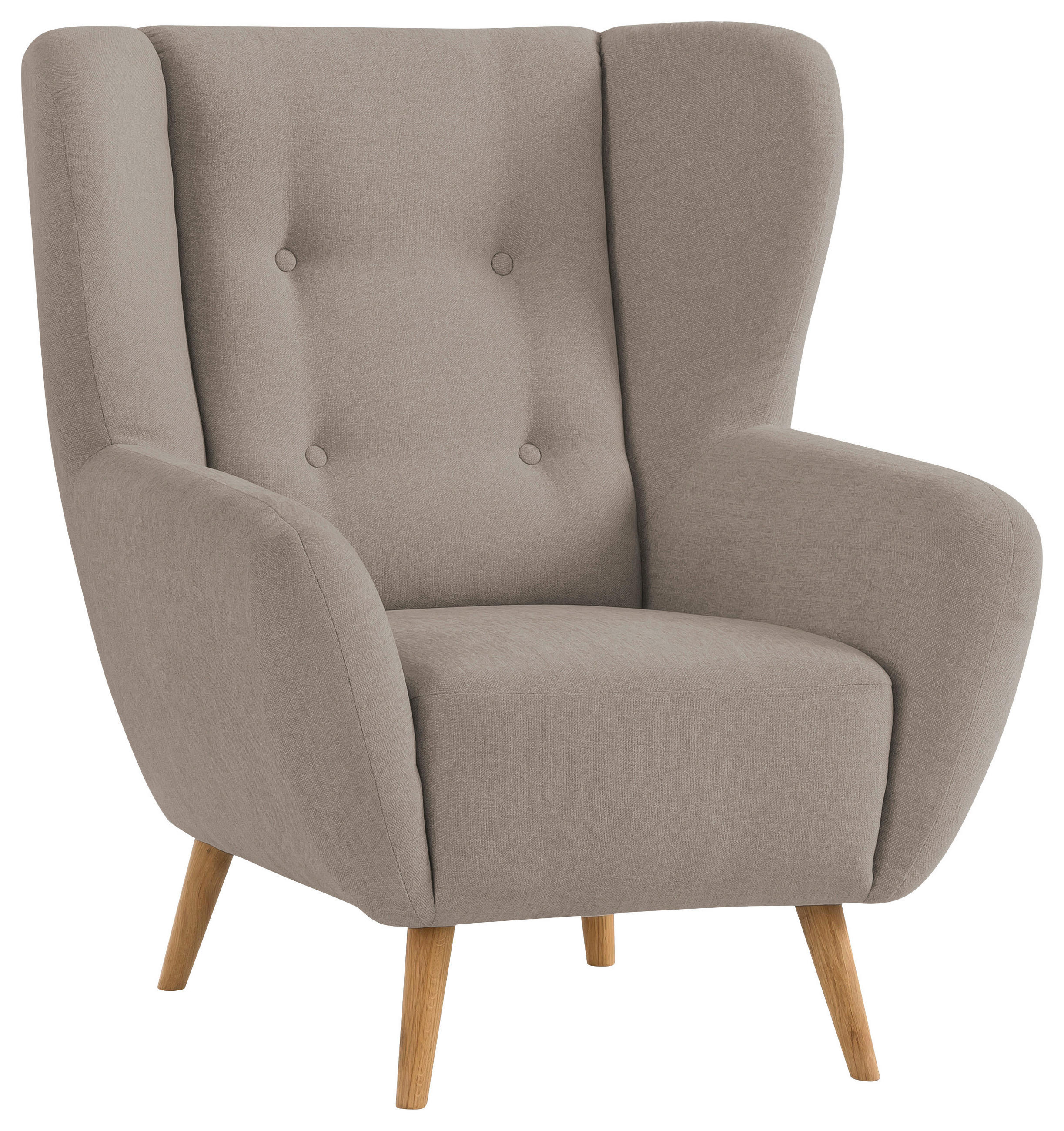 SESSEL Mikrovelours Taupe    - Taupe/Eichefarben, Design, Holz/Textil (89/97/95cm) - Livetastic