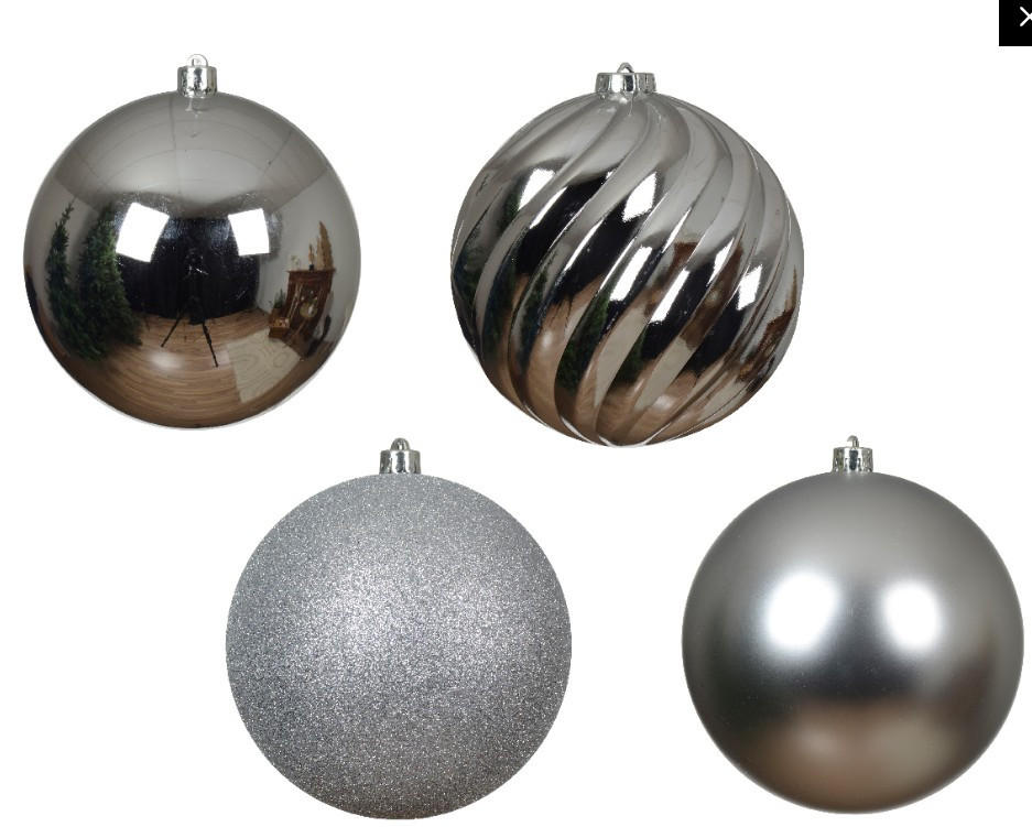 CHRISTBAUMKUGEL-SET  - Silberfarben (14,00/14,00/14,00cm) - X-Mas